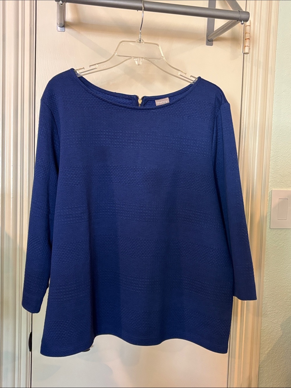 Chico's Royal Blue Textured Boatneck Tunic